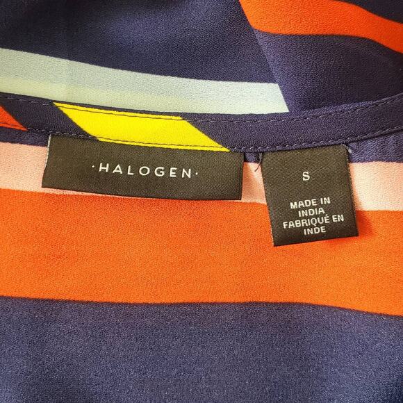 Halogen Striped Color Block Tie Sleeve Blouse Top Size S - Picture 6 of 7